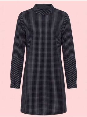 Halogen Black and White Grid Pattern A-Line Dress Size Small